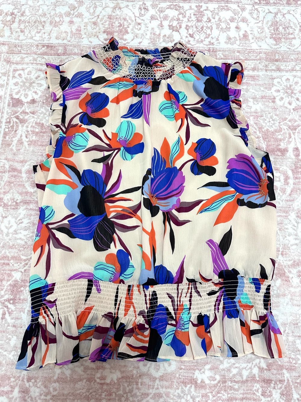 J CREW🪻Watercolor Chiffon Smocked Blouse - Picture 3 of 11
